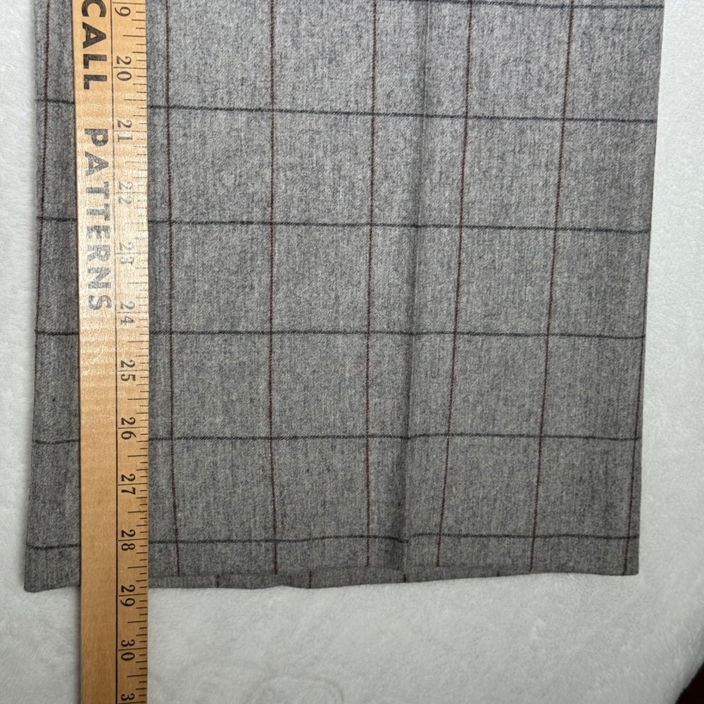 Brooks Brothers Womens 8 Trousers Grey Windowpane Wool Cashmere Wide Leg 42346 - Picture 8 of 12